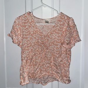 Pink with white flowers top-never worn